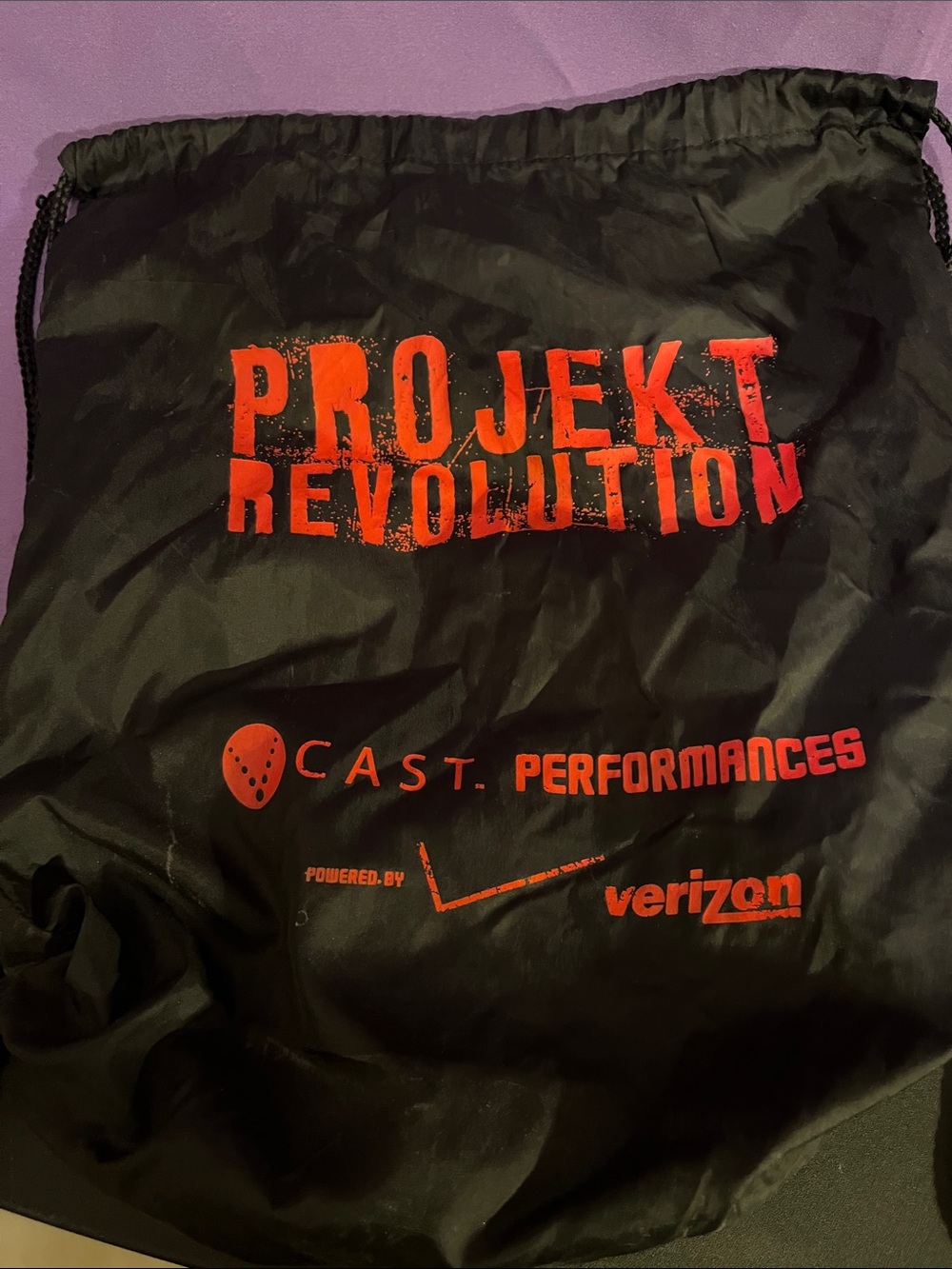 Linkin Park Project Revolution Tour Black Drawstring Bag with Red Logo